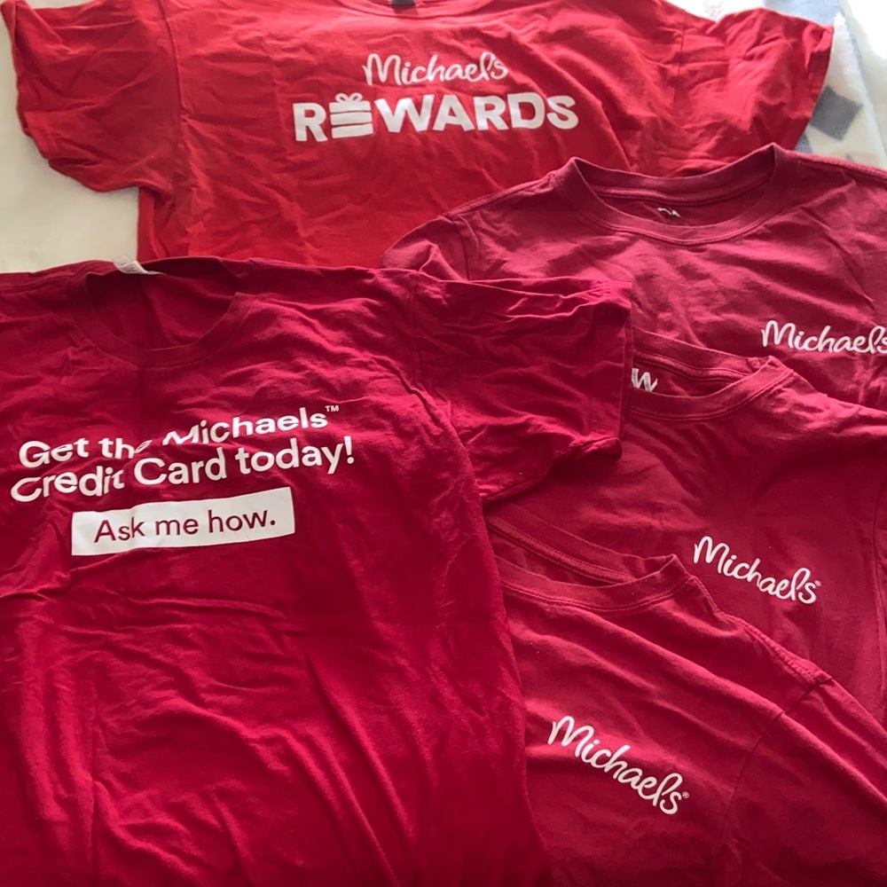 MICHAELS RED WORK TEES Mixed Bundle 5 L&XL